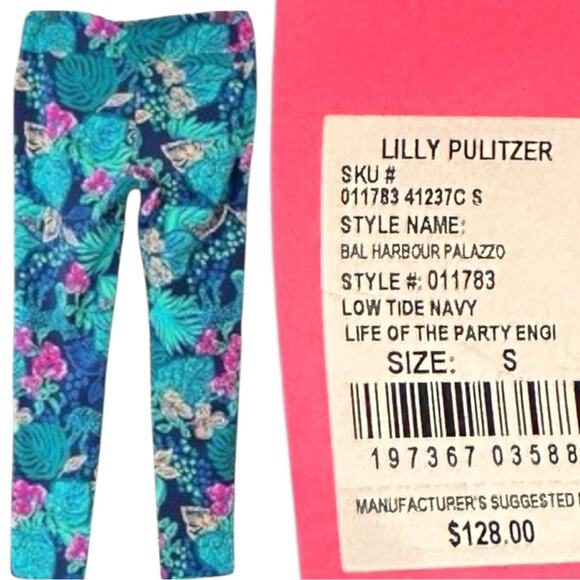 Lilly Pulitzer NWT BAL HARBOUR PALAZZO,  LOW TIDE NAVY LIFE OF THE PARTY PANT S - Picture 6 of 10